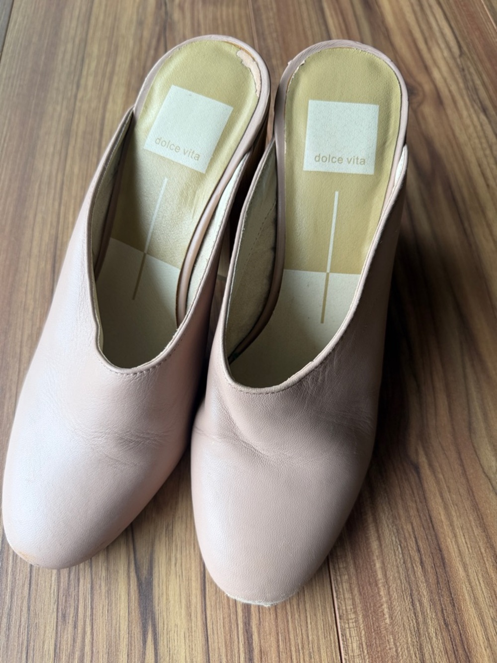 Dolce Vita Blush Nude Leather Slip-On Mules